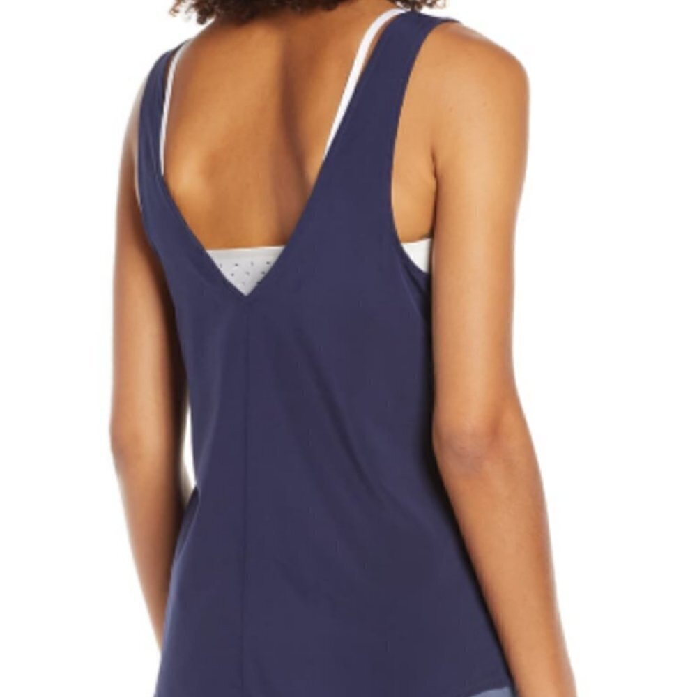 ZELLA Navy Blue "Refined" V-Back Tank Top Small - Picture 2 of 8